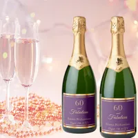 60 fabulous purple gold name elegant sparkling wine label