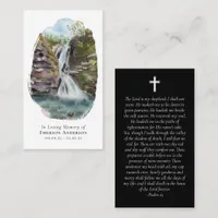 Watercolor Waterfall Cross Memorial Prayer Card