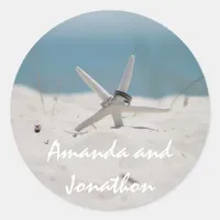 Coordinated Beach Wedding Theme Suite Classic Round Sticker