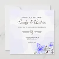 Lilac Lily Watercolor Floral Square Wedding Invitation