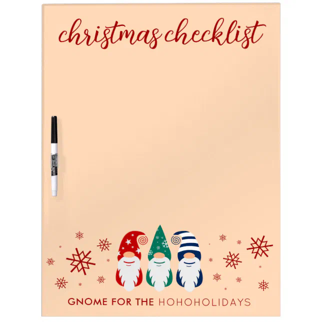 Hygge Christmas Gnome for the Holidays Snowflakes Dry Erase Board