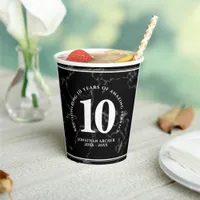 Elegant Black Marble 10 Years Work Anniversary Paper Cups