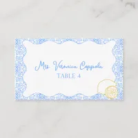 Custom Lemon Chic Mediterranean Wedding Table Place Card