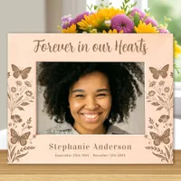 Forever in our Hearts Floral Custom Photo Memorial Engraved Frames