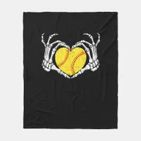 Skeleton Hands Heart Halloween Costume Softball Fleece Blanket