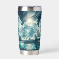 Beautiful Ocean, Dock and Fluffy Clouds Insulated Tumbler