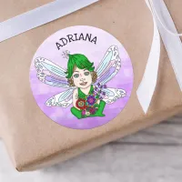 Personalized Whimsical Fairy Name   Classic Round Sticker