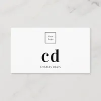 White black monogram initials logo business card