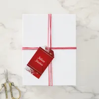 Felices Fiestas Christmas with Snow Red Gift Tags