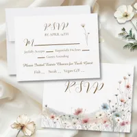 An Elegant Watercolor Wildflowers Wedding RSVP Card