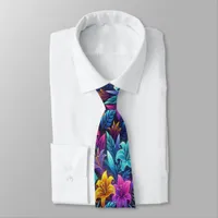 Vibrant Blooms in a Surreal Garden of Colors  Neck Tie