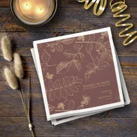 Golden Leaf Pattern Wedding Gold/Burgundy ID655 Napkins