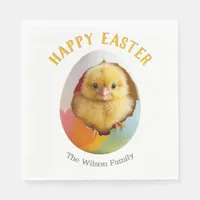 Cute Hatching Chick Colorful Easter Egg Table Napkins