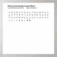 Pirates Font Glyphs Contact Sheet Poster