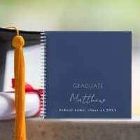 Guest book graduation navy blue white name