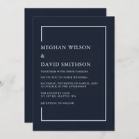 Simple Classy Elegant Navy Modern Wedding Invitation