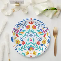 Vibrant Mexican Floral Fiesta Wedding Paper Plates