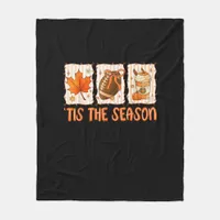 Tis The Season Football Halloween Thanksgiving  Fleece Blanket