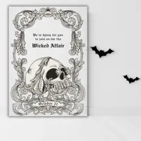 Wicked Affair Vintage Gothic Skull Halloween Party Invitation