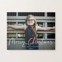 Modern Typography Merry Christmas Photo Jigsaw Puzzle