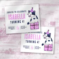 Cute Cat Kid's Birthday Party Invitation