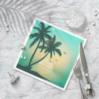 Tropical Isle Sunrise Wedding Teal ID581 Napkins