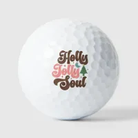 Holly Jolly Soul Retro Groovy Christmas Holidays Golf Balls