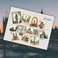 Vintage London City Stamps England Travel Art Postcard