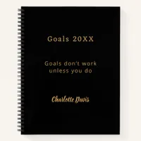 Black gold motivational quote goals notebook