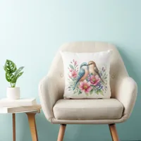 Elegant Love Birds Floral  Throw Pillow