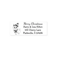 Cute Christmas Llama Address Label Self-inking Stamp