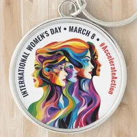 Abstract Colorful Faces Women's Day | IWD Keychain