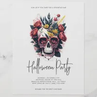 Floral Skull Halloween Party Flyer