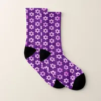Pretty Purple Flower Pattern Socks