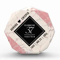 Elegant 37th Alabaster Wedding Anniversary Acrylic Award