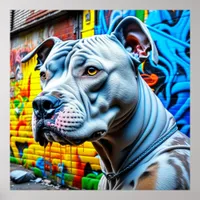 Urban Graffiti Street Art White Pitbull Lover Poster