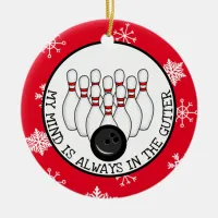 Funny Bowling Pun Christmas   Ceramic Ornament