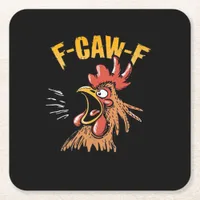Vintage F-Caw-F Chicken F-Caw-F Funny Chicken Roos Square Paper Coaster