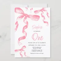 Pink Bow Birthday Invitation