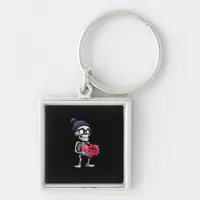 Funny Skeleton Men Women Skeleton Heart Valentines Keychain