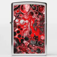 Red, Black and White Fluid Art Marble   Zippo Lighter