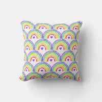 Watercolor Rainbow and Hearts   Throw Pillow