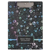 Chic Holographic Paw Print Pattern  Clipboard