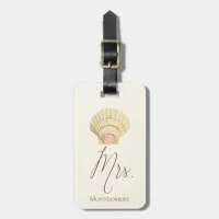 Vintage Seashell Mrs Name Honeymoon Luggage Tag