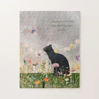 Black Cat in Flowers Jigsaw Puzzle