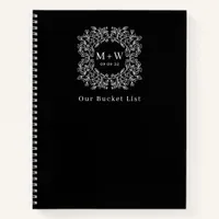 Black Line Art Floral Monogram Our Bucket List Notebook