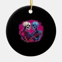 American Traditional Skeleton Holding Hands Tattoo Ceramic Ornament