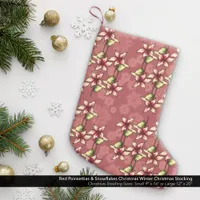 Red Poinsettias & Snowflakes Christmas Winter Small Christmas Stocking