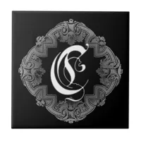 Elegant Goth Initial C Ceramic Tile