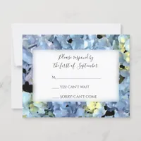 Blue Hydrangea Wedding RSVP Response Card